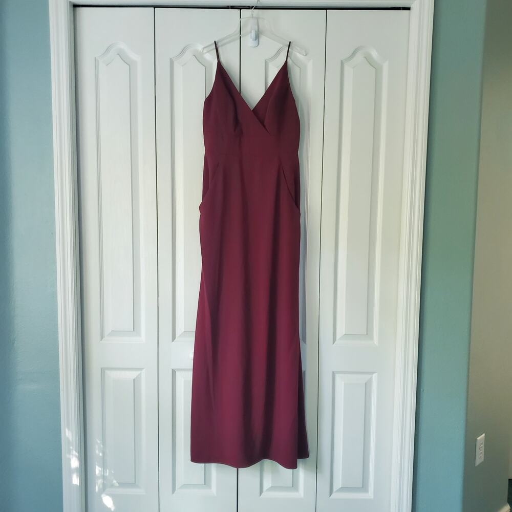 After Six 6824 Gown 6 Cabernet Red Pockets Bridesmaid Prom Event V-Neck Wedding - Picture 12 of 13